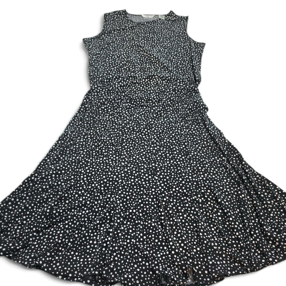Laura Ashley Polka Dot Sleeveless Top & Skirt Set Women's S Black White 2 Piece